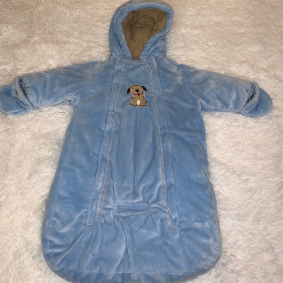 Carter's baby blue cozy/ snow suit/ bunting bag. SZ 0/6 Months - Picture 1 of 9
